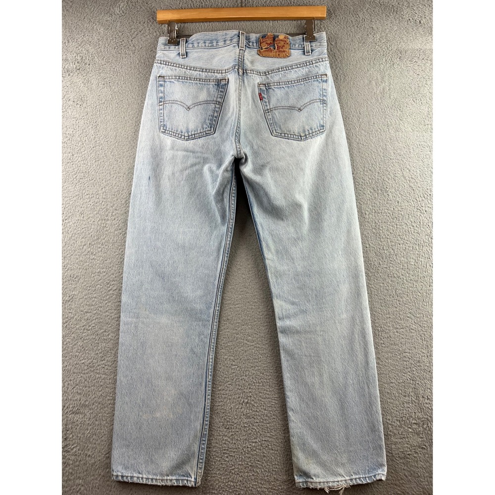 Vintage Levis 501 Button Fly Light Wash Straight Leg Jeans Mens Blue 30x30